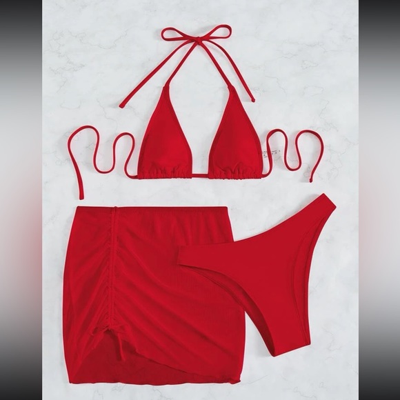 Red bikini 3 piece set - Picture 6 of 6
